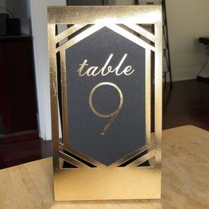 Black and gold table numbers